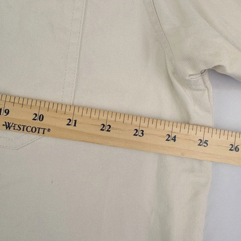 Levi's L Cream Long Sleeve Button Up Shirt Cotton Twill Canvas Workwear Casual